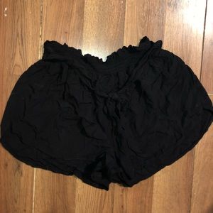 black ruffle shorts